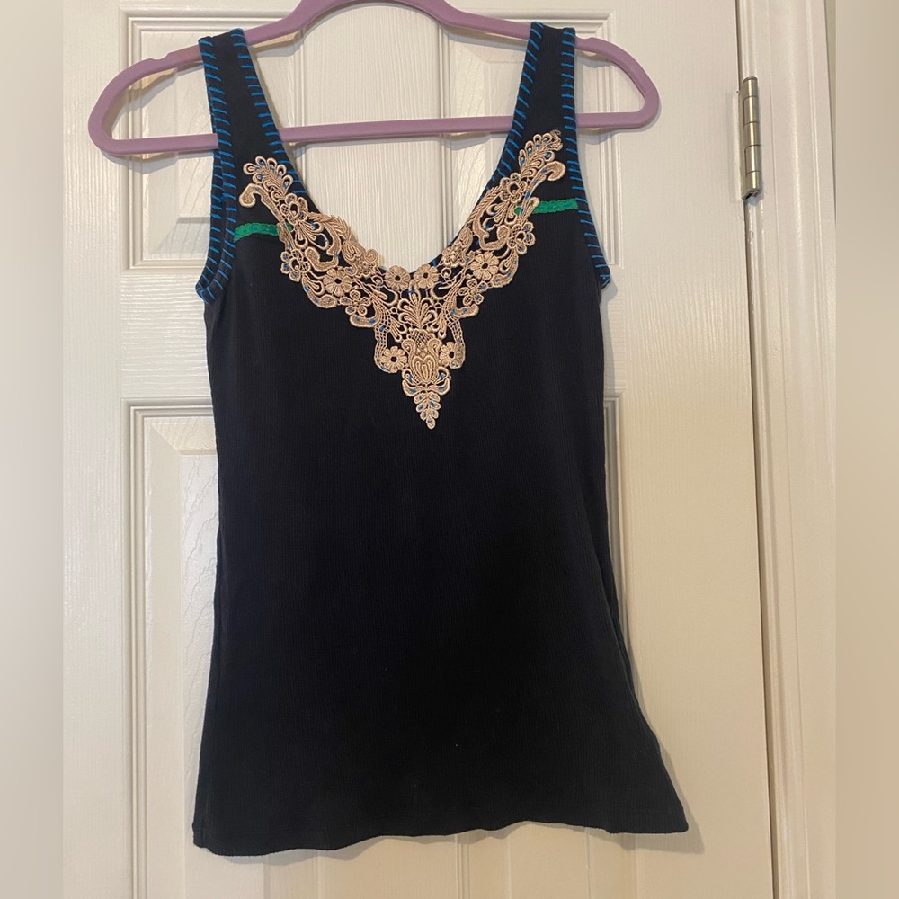 Free People Tank Ribbed Embroidered size S